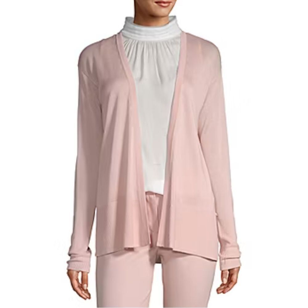 InCashmere Long Sleeve Open Front Cardigan Sweater In Rose Quartz Size S